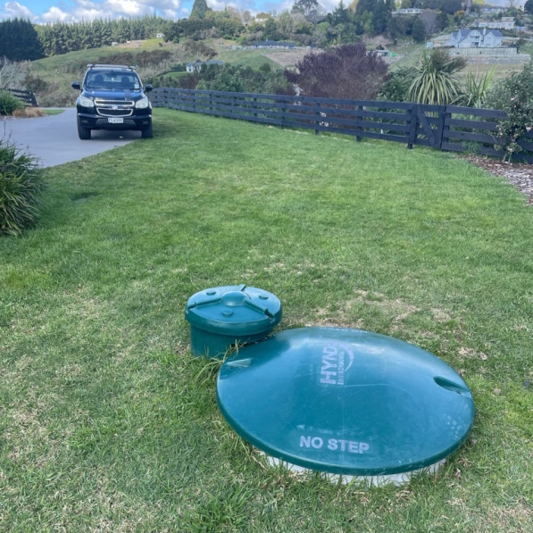 septic tank cover on lawn